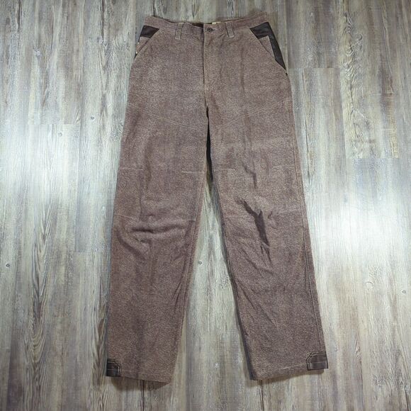 89 Davoucci Mens Loose Fit Heavy Duty Leather Jean Pant 34 X 34 Brown Vintage - Picture 1 of 16